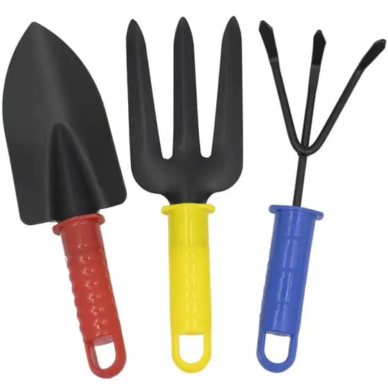 Kit Ferramentas De Plantio Para Jardinagem, Vasos, Hortas Kit Para Jardim 3 Peças Pá Rastelo Garfo Ferramentas