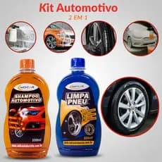 Kit Limpeza Automotiva - 2 em 1 – Shampoo Automotivo + Pretinho 500 ml MDCar Brilho e Proteção Top