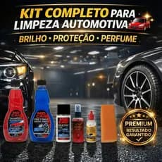 Kit Limpeza Carro Completo – Limpeza de Carro Shampoo, Pretinho, Silicone, Cristalizador ,Aroma