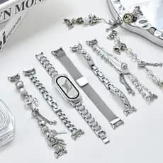 Pulseira De Metal De Aço Inoxidável Série Cor Prata Para xiaomi NFC Mi 10 9 8 Pro 7 6 5 4 3 Magnética Com Fivela Borbole