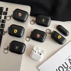 Capa De Couro Com Padrão De Fibra De Carbono Para Apple AirPods Pro 3 2 Emblema De Carro De Metal 3D Pele De Carneiro 4