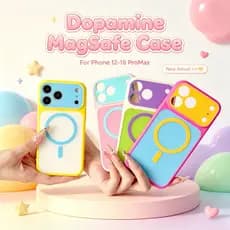 Capa Magnética De Cor Contrastante Dopamina Para iPhone 18 17 16 15 14 13 Pro Max 14 15 16 Plus Kawaii Feminino Janela D