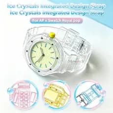 Pulseira Integrada Jelly Glacier Para AP x Swatch Royal pop Pocket watch Trocador De 3 Horas Relógio De Pulso Acessórios