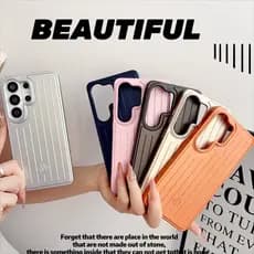 Capa De TPU Fosca Com Listra Vertical Para Bagagem Samsung Galaxy S26 S25 S24 Ultra S23 Plus Moldura Tecido De Veludo In