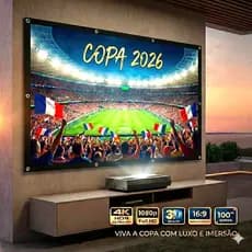 Tela de Projeção 70” Dobrável  com Ilhós – Compatível com Projetores 4K, Full HD e HD