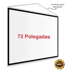 Tela de Projeção 72" (1,20x1,00m) Fosca 280g – Datashow com Cordão para Pendurar PREMIUM