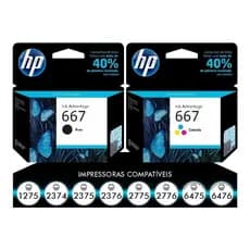 CARTUCHO DE TINTA HP 667 PRETO E/OU COLOR ORIGINAL