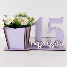 Kit Decoração Festa Centro de Mesa Cachepô Personalizado Idades Vaso Nome Aniversario Lembracinha
