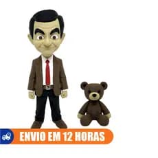 Mr. Bean 20cm com Ursinho Teddy - Boneco Colecionável Rowan Atkinson Presente Geek Nostalgia Anos 90