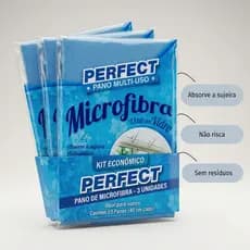 Kit 3 Pano Limpa Vidro Profissional Microfibra Tela Multiuso Perfect Pro Antirisco
