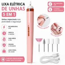 Lixa Elétrica de Unhas 5 em 1 Sem Fio Recarregável USB com 5 Brocas Manicure e Pedicure Portátil