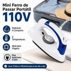 Mini Ferro Elétrico Dobrável a Vapor com Controle de Temperatura para Viagem