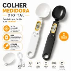 Colher Medidora Digital Balança Cozinha Alta Precisão USB Recarregável LCD Para Receita Whey