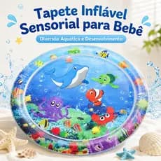 Tapete de Água Bebê Inflável Sensorial Tummy Time 100cm Brinquedo Infantil Atividades
