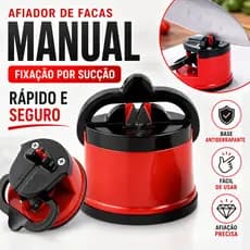 Afiador de Facas Manual com Ventosa Base de Sucção Antiderrapante Amolador Compacto para Cozinha
