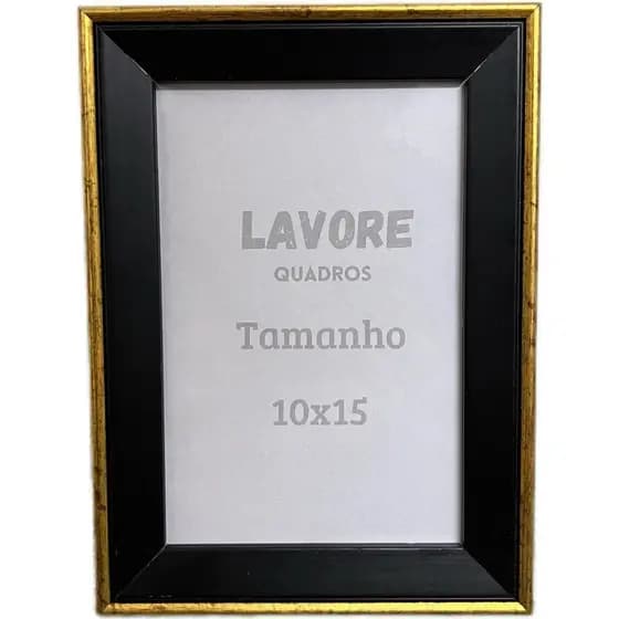 PORTA RETRATO 10X15 MADEIRADO VIDRO BORDA DOURADO