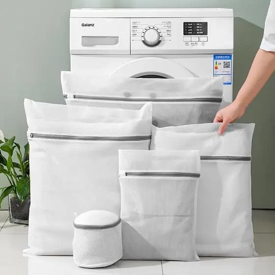 Kit 5 Sacos De Lavar Roupas Delicadas, Saco de Lavanderia Bolsa Para Lavar Roupas Íntima - 5 Tamanho