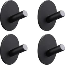 Kit C/ 4 Ganchos Cabide Parede Adesivo Redondo Inox Preto