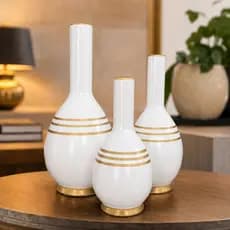 Trio Vasos Decoração Moderno Cerâmica Enfeite Centro de Mesa Casa Sala Estante