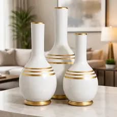 Vasos Decoração Trio Cerâmica para Casa Sala Rack Decorativo Enfeite