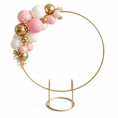 Mini Arco De Mesa Redondo Suporte Dourado Enfeite Festa Temático Tela Para Balões 50cm Personagem Decoração Aniversários