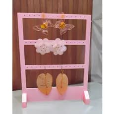 Expositor Para Brincos PLA 42 Furos 17x20cm Rosa Claro Branco Preto