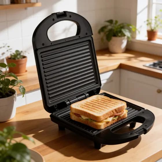Sanduicheira Grill Elétrico Antiaderente Preta Aroma Agratto 2 em 1 Grill 750W Cozinha  127v 220v