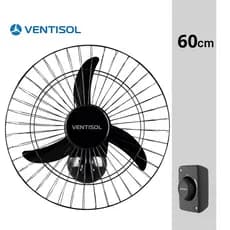 Ventilador De Parede 60cm Ventisol 3 Pás Preto Potente Igreja Academia Lojas