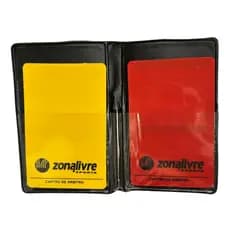Cartão de Árbitro Zona Livre C/Capa e Lápis Amarelo e Vermelho