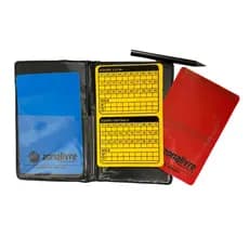 Cartão de Árbitro Zona Livre C/Capa e Lápis Azul, Amarelo e Vermelho