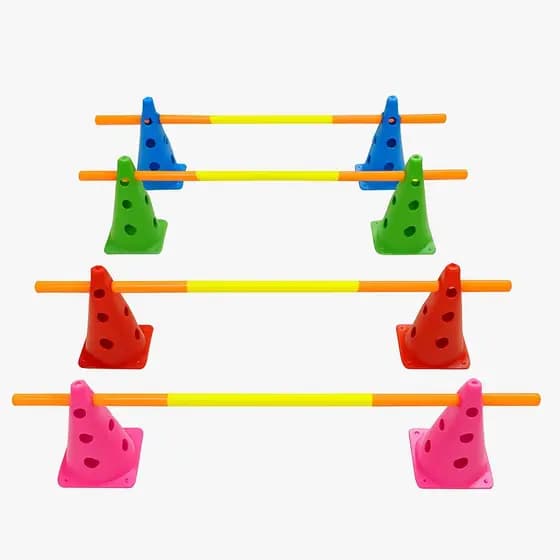 Kit C/ 8 Cones e 4 Barreiras de Treinamento  Funcional – Agilidade, Coordenação e Saltos