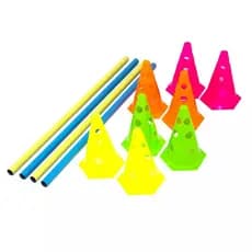 Kit Agilidade 8 Cones + 4 Barreiras Inteiriças Treino Funcional Futebol