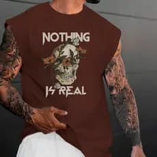 Camiseta Regata Nothing Is Real Caveira Sleeveless Masculina Top Larga Moda Masculina Algodão