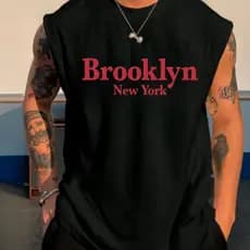 Regata Masculina Básica Brooklyn  Oversized Larga Moda Masculina Algodão