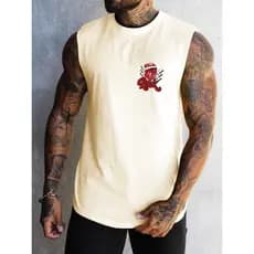 Camiseta Regata Sleeveless Rock In Roll Masculina Top Larga Moda Masculina Algodão