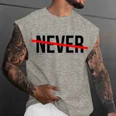 Camiseta Regata Sleeveless Never Básica Lançamento Masculina Top Larga Moda Masculina Algodão