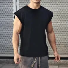 Camiseta Regata Sleeveless Lisa Básica Masculina Top Larga Moda Masculina Algodão