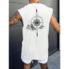 Regata Masculina Básica Busula Estampa Básica Premium Oversized Larga Moda Masculina Algodão