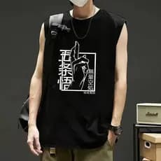 Regata Masculina Anime Oversized Larga Moda Masculina Algodão Top