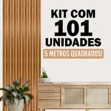 Kit até 101 Revestimentos Ripados - Placa Painel MDF 45x11cm Decorativo p/ Parede