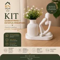 KIT estátua garrafinha bandeja Gesso Com 3 Unidades- decoração de sala e escrito ENVIO FULL