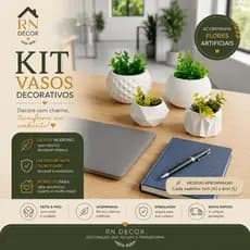Kit de até 4 Vasinhos Decorativo Acompanha Plantas e Suculentas Luxo Escritorio Quarto Sala ENVIO RAPIDO