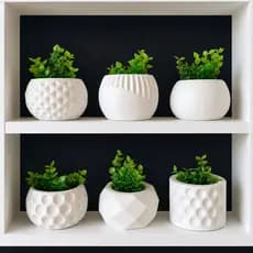 Conjunto decorativo com 6 vasos incluso planta artificial para decoração sala quarto banheiro lavabo envio full