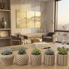 Kit 5 Vasinhos Decorativo Acompanha  Plantas Suculentas 3D Quarto Sala Escritorio Varias Cores