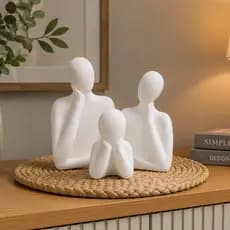Kit 3 Escultura De Decoração Família Estátua Pai Mãe Filhos Em Gesso 3D Kit