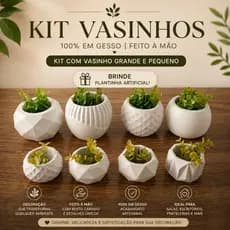 Kit Vasinho de gesso 3D Vasinhos com plantas artificial incluindo até 8 Unidades- Vasos Decorativos