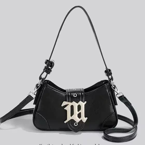 Bolsa feminina da moda, fivela de metal, duas alças de ombro, pode ser usada como bolsa tiracolo ou como bolsa de ombro.