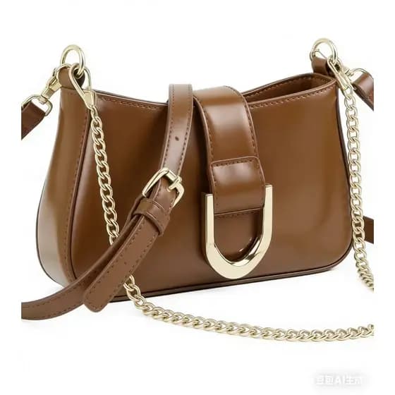 Bolsa feminina de moda com fivela de metal e zíper (três alças)