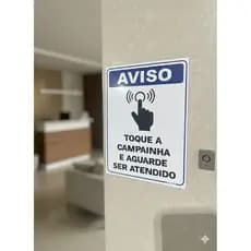 Aviso Toque a Campainha e Aguarde - Placa Rígida Resistente