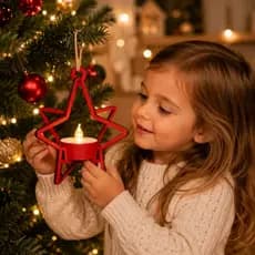 Enfeite Natalino Porta Vela Estrela MDF Decoração Natal Com Vela LED ou Sem